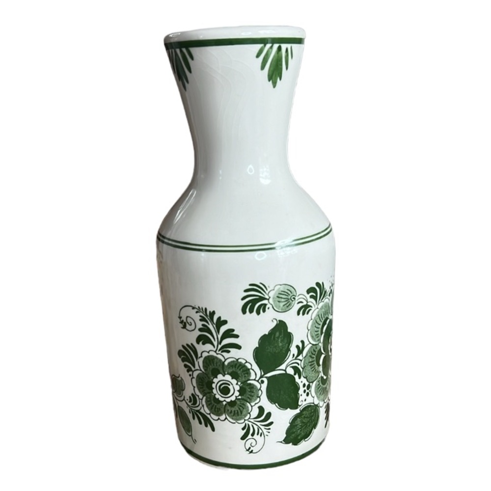 Vintage Delft Green Flowered Vase Carafe Made in Holland by Bols 1970 - Picture 5 of 13